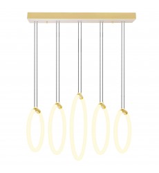  Hoops 5 Light LED Chandelier With Satin Gold Finish (1273P23-5-602-RC) - CWI