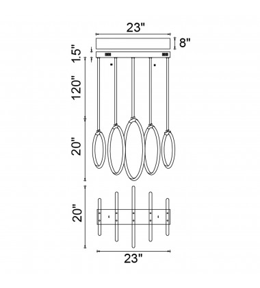 Hoops 5 Light LED Chandelier With Satin Gold Finish (1273P23-5-602-RC) - CWI Hoops 5 Light LED Chandelier With Satin Gold Finish (1273P23-5-602-RC) - CWI