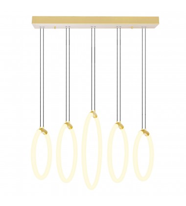  Hoops 5 Light LED Chandelier With Satin Gold Finish (1273P23-5-602-RC) - CWI