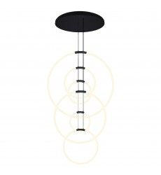 Hoops 6 Light LED Chandelier With Black Finish (1273P35-6-101-R) - CWI