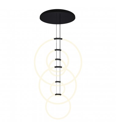  Hoops 6 Light LED Chandelier With Black Finish (1273P35-6-101-R) - CWI