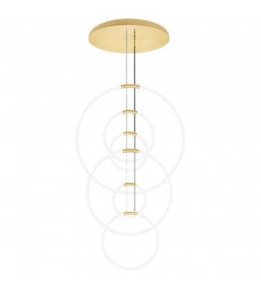  Hoops 6 Light LED Chandelier With Satin Gold Finish (1273P35-6-602-R) - CWI