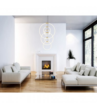  Hoops 6 Light LED Chandelier With Satin Gold Finish (1273P35-6-602-R) - CWI