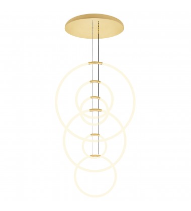 Hoops 6 Light LED Chandelier With Satin Gold Finish (1273P35-6-602-R) - CWI