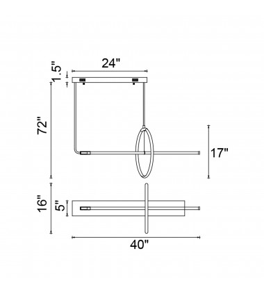 Hoops 2 Light LED Chandelier With Satin Gold Finish (1273P40-2-602-RC) - CWI Hoops 2 Light LED Chandelier With Satin Gold Finish (1273P40-2-602-RC) - CWI