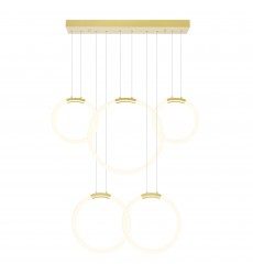  Hoops 5 Light LED Chandelier With Satin Gold Finish (1273P44-5-602-RC) - CWI