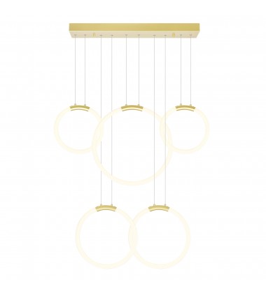  Hoops 5 Light LED Chandelier With Satin Gold Finish (1273P44-5-602-RC) - CWI