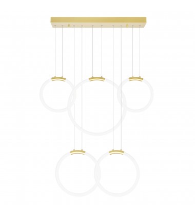  Hoops 5 Light LED Chandelier With Satin Gold Finish (1273P44-5-602-RC) - CWI