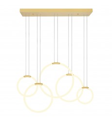  Hoops 5 Light LED Chandelier With Satin Gold Finish (1273P44-5-602-RC) - CWI