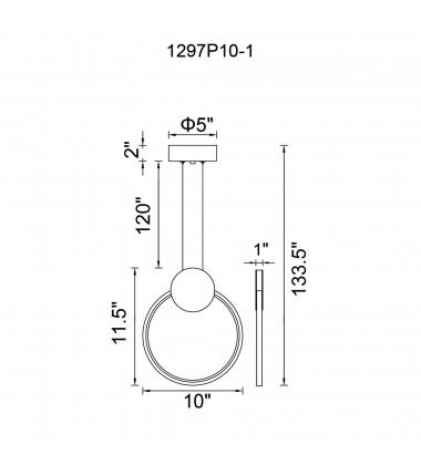  Pulley 10 in LED Black Mini Pendant (1297P10-1-101) - CWI