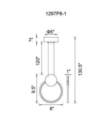  Pulley 8 in LED Black Mini Pendant (1297P8-1-101) - CWI