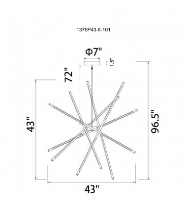  Oskil LED Integrated Chandelier With Black Finish (1375P43-6-101) - CWI