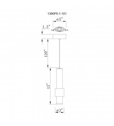  Lena LED Integrated Mini Pendant With Black Finish (1390P5-1-101) - CWI