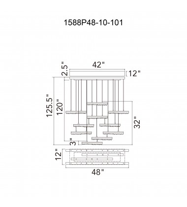  Stagger Integrated LED Black Chandelier (1588P48-10-101) - CWI
