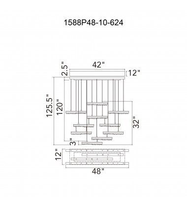  Stagger Integrated LED Brass Chandelier (1588P48-10-624) - CWI