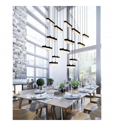  Stagger Integrated LED Black Chandelier (1588P60-14-101) - CWI
