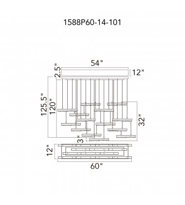  Stagger Integrated LED Black Chandelier (1588P60-14-101) - CWI