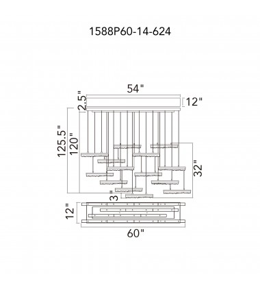  Stagger Integrated LED Brass Chandelier (1588P60-14-624) - CWI