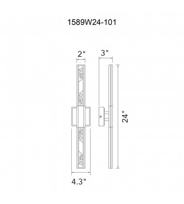  Greta Integrated LED Black Vanity Light (1589W24-101) - CWI