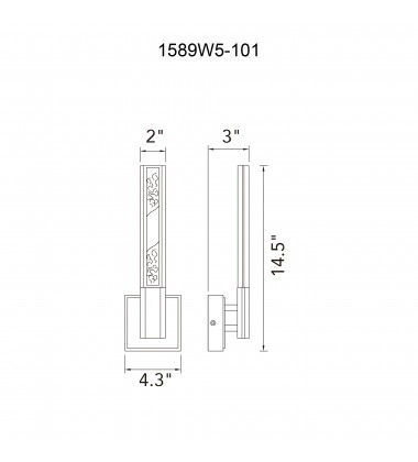  Greta Integrated LED Black Wall Light (1589W5-101) - CWI