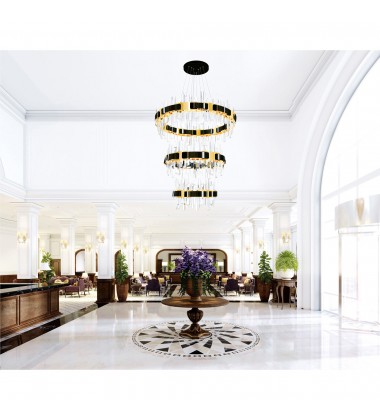  Aya LED Integrated Pearl Black Chandelier (1592P32-3-612) - CWI