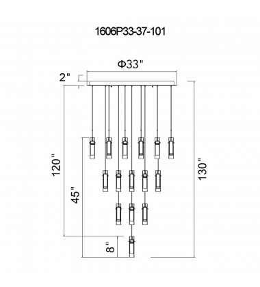 Olinda LED Integrated Black Chandelier (1606P33-37-101) - CWI  Olinda LED Integrated Black Chandelier (1606P33-37-101) - CWI