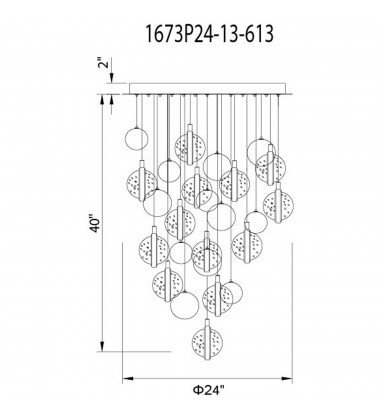  Salvador 24 in LED Integrated Polished Nickel Chandelier (1673P24-13-613) - CWI