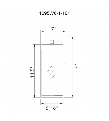  Windsor 1 Light Black Outdoor Wall Light (1695W6-1-101) - CWI