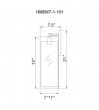  Windsor 1 Light Black Outdoor Wall Light (1695W7-1-101) - CWI