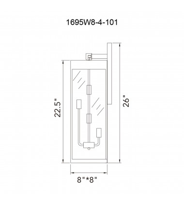  Windsor 4 Light Black Outdoor Wall Light (1695W8-4-101) - CWI