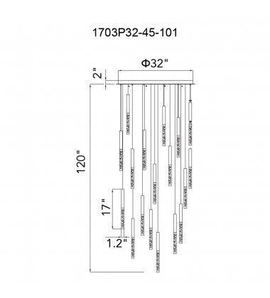  Dragonswatch LED Integrated Chandelier with Black Finish (1703P32-45-101) - CWI
