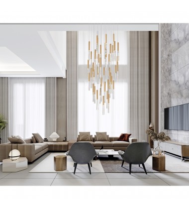  Dragonswatch LED Integrated Chandelier with Satin Gold Finish (1703P32-45-602) - CWI