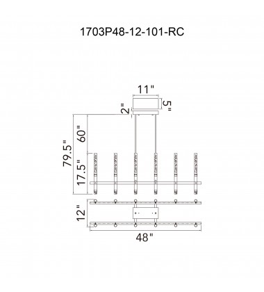  Dragonswatch Integrated LED Black Chandelier (1703P48-12-101-RC) - CWI