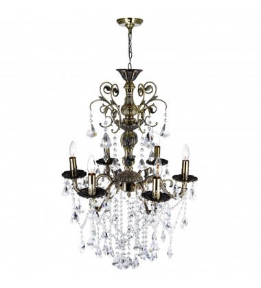  CWI-Brass 6 Light Up Chandelier With Antique Brass Finish (2011P24AB-6)