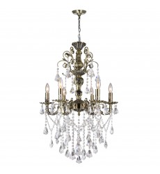  CWI-Brass 6 Light Up Chandelier With Antique Brass Finish (2011P24AB-6)
