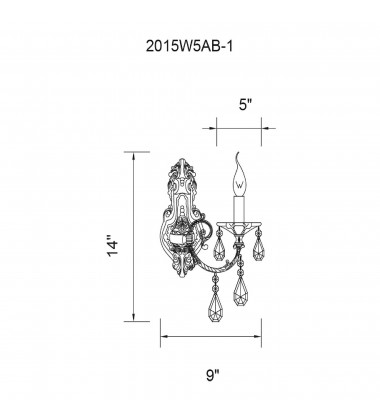 Brass 1 Light Wall Sconce With Antique Brass Finish (2015W5AB-1) - CWI Brass 1 Light Wall Sconce With Antique Brass Finish (2015W5AB-1) - CWI