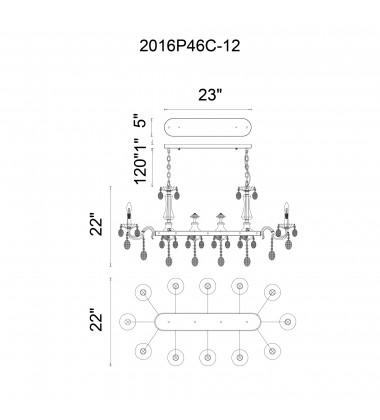  Flawless 12 Light Up Chandelier With Chrome Finish (2016P46C-12) - CWI