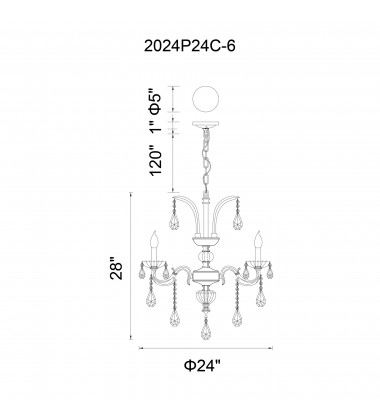  Glorious 6 Light Up Chandelier With Chrome Finish (2024P24C-6) - CWI