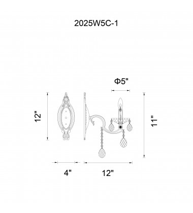  Flawless 1 Light Wall Sconce With Chrome Finish (2025W5C-1) - CWI