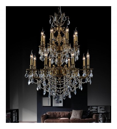  Brass 16 Light Up Chandelier With French Gold Finish (2039P30GB-16) - CWI