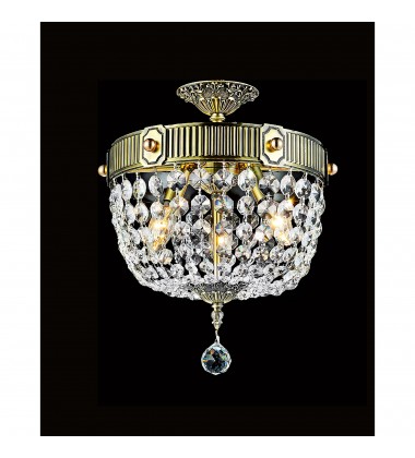  Brass 3 Light Bowl Flush Mount With French Gold Finish (2048C13GB) - CWI