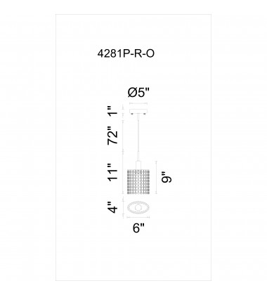  Glitz 1 Light Down Mini Pendant With Chrome Finish (4281P-R-O Clear crystal) - CWI