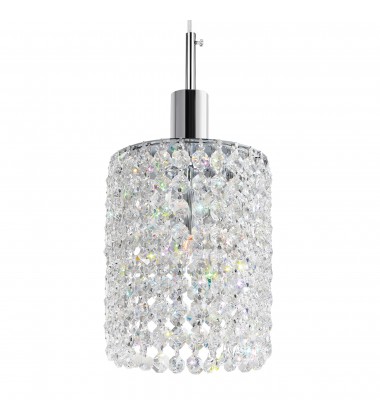  Glitz 1 Light Down Mini Pendant With Chrome Finish (4281P-R-R Clear crystal) - CWI