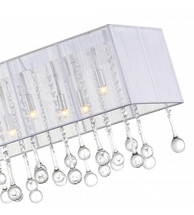  Water Drop 14 Light Drum Shade Chandelier With Chrome Finish (5005P40C(W-C)) - CWI