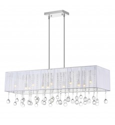  Water Drop 14 Light Drum Shade Chandelier With Chrome Finish (5005P40C(W-C)) - CWI