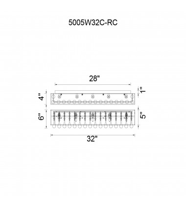  Water Drop 5 Light Vanity Light With Chrome Finish (5005W32C-RC (S)) - CWI