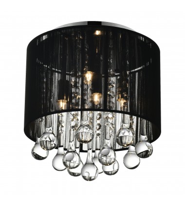 Water Drop 4 Light Drum Shade Flush Mount With Chrome Finish (5006C10C-R (B)) - CWI Water Drop 4 Light Drum Shade Flush Mount With Chrome Finish (5006C10C-R (B)) - CWI