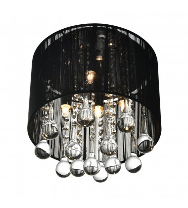 Water Drop 4 Light Drum Shade Flush Mount With Chrome Finish (5006C10C-R (B)) - CWI Water Drop 4 Light Drum Shade Flush Mount With Chrome Finish (5006C10C-R (B)) - CWI