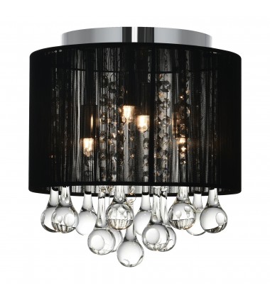 Water Drop 4 Light Drum Shade Flush Mount With Chrome Finish (5006C10C-R (B)) - CWI Water Drop 4 Light Drum Shade Flush Mount With Chrome Finish (5006C10C-R (B)) - CWI