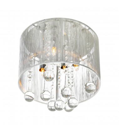  Water Drop 4 Light Drum Shade Flush Mount With Chrome Finish (5006C10C-R (S)) - CWI